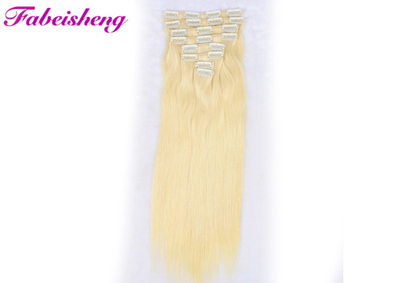 Long Clip In Hair Extensions , Brazilian Real Human Hair Extensions Clip In